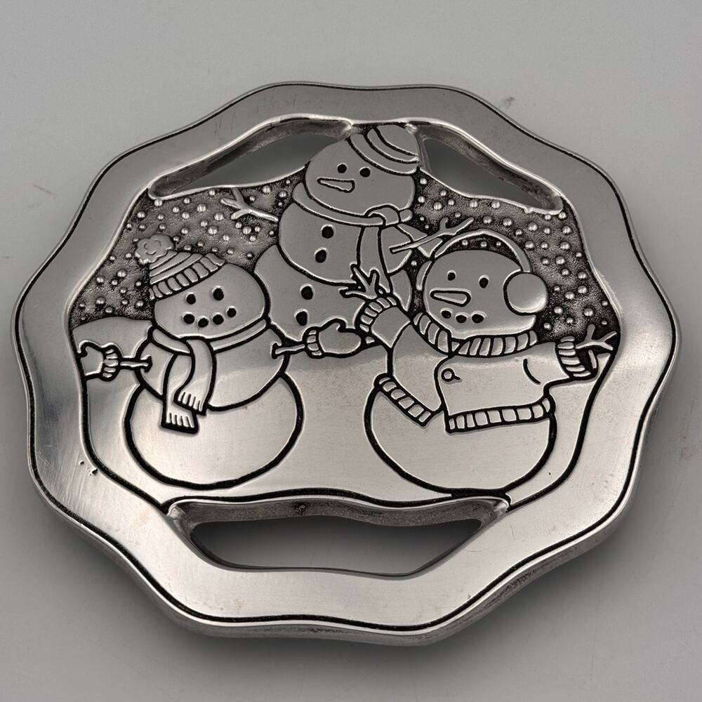 Vintage Y2K Wilton Armetale Christmas Snowman Metal Trivet Cottagecore Americana